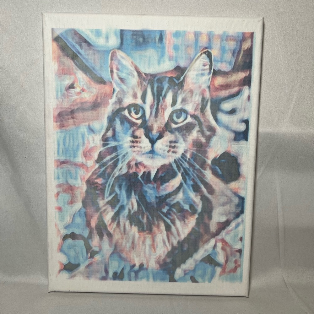 Colorful “Cat” canvas sign.